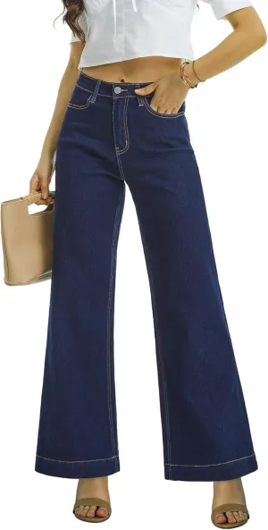ONESO Flare Jeans for Women High Waist Wide Leg Womens Jeans Stretch Tummy Control Baggy Denim Pants Inseam 30"