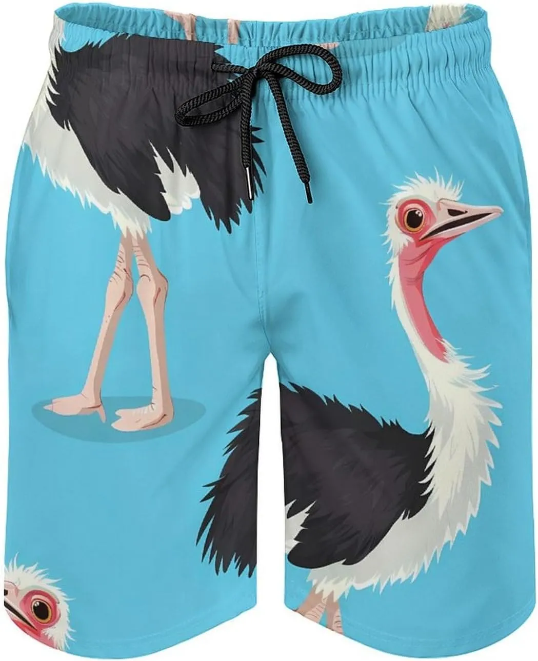 Ostrich Bird Print Men's Swim Trunks Quick Dry Board Shorts Breathable Summer Beach Shorts Bathing Suits