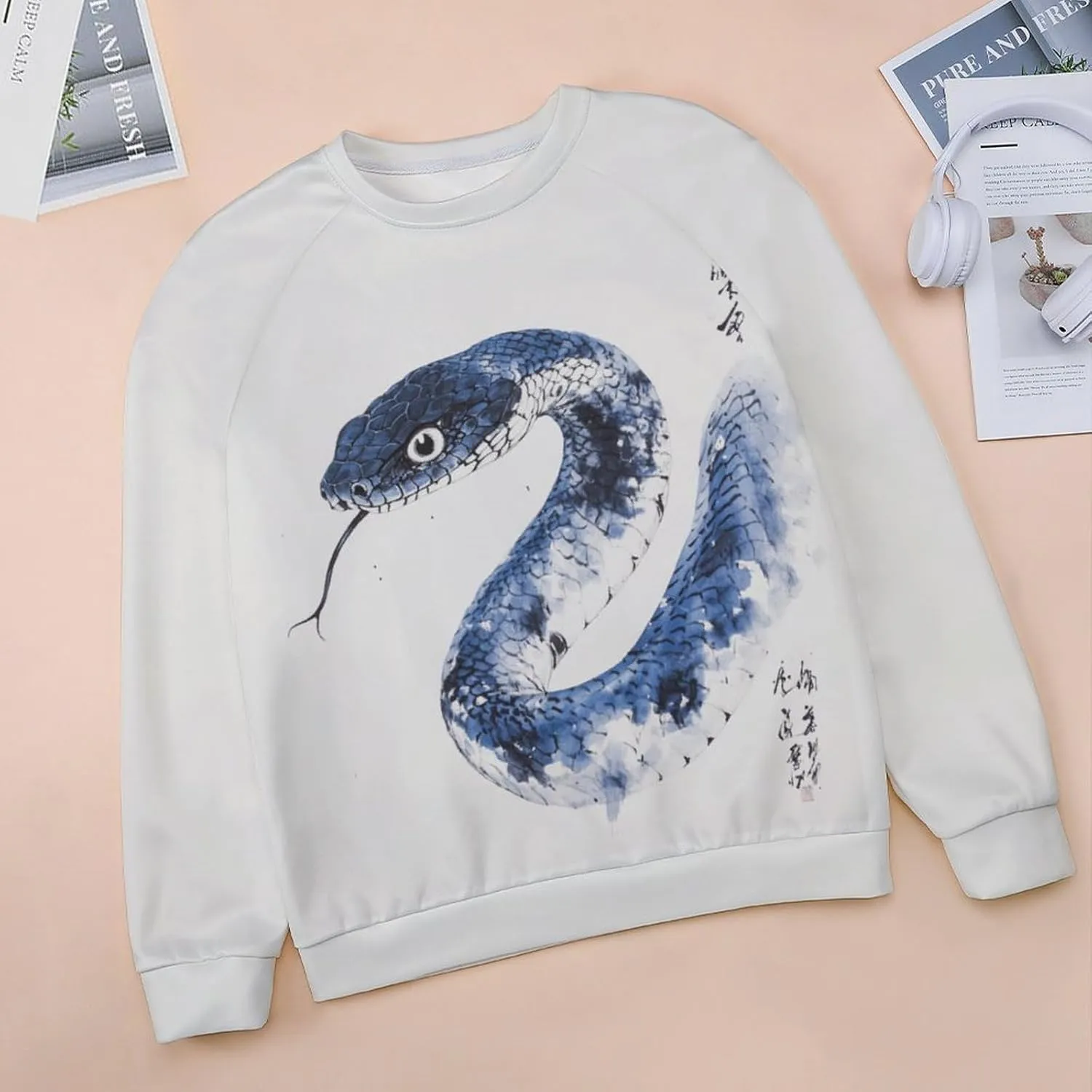 Oversized Crewneck Snake Print Sweatshirt for Women Graphic Long Sleeve Shirts Casual Pullover Trendy Tops