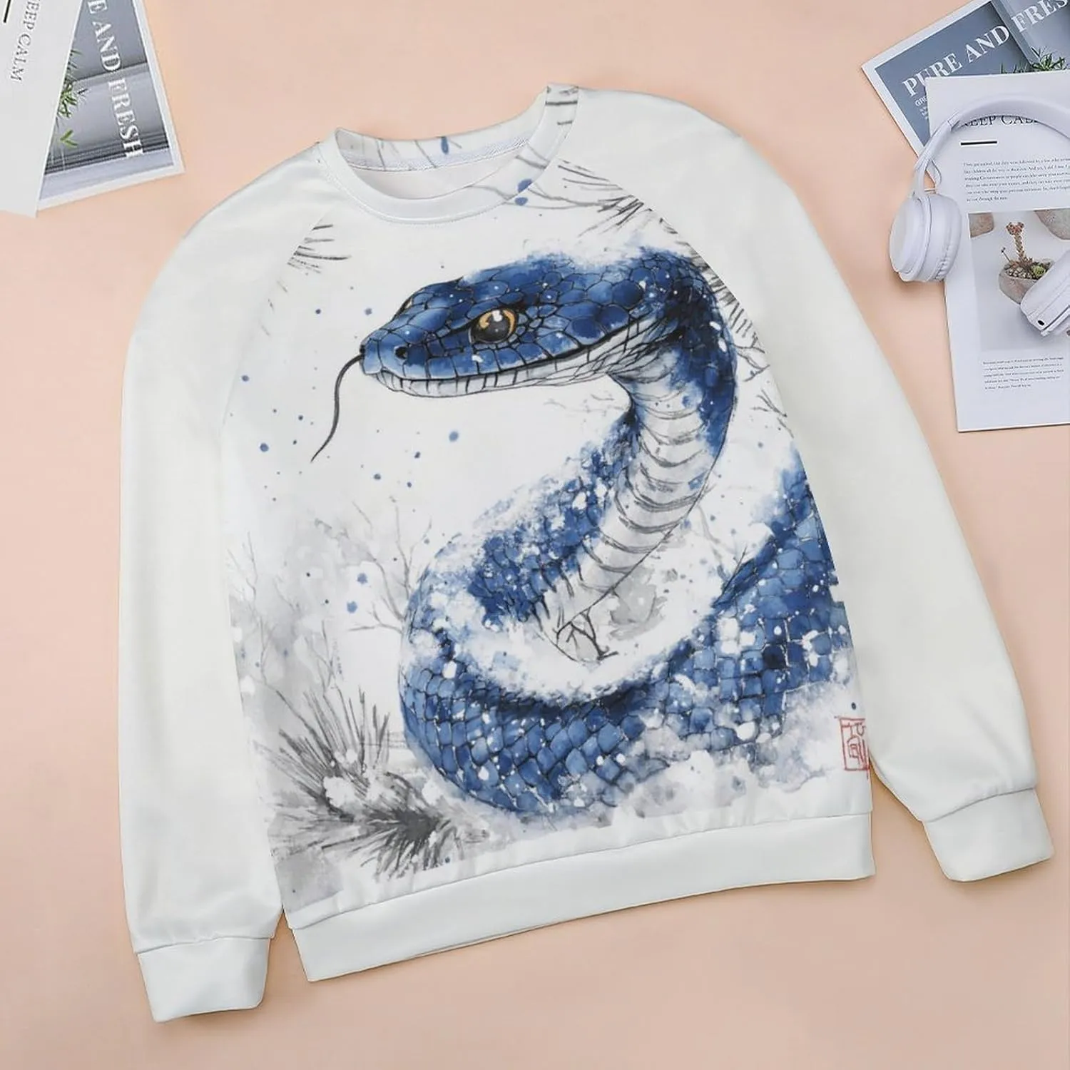 Oversized Crewneck Snake Print Sweatshirt for Women Graphic Long Sleeve Shirts Casual Pullover Trendy Tops