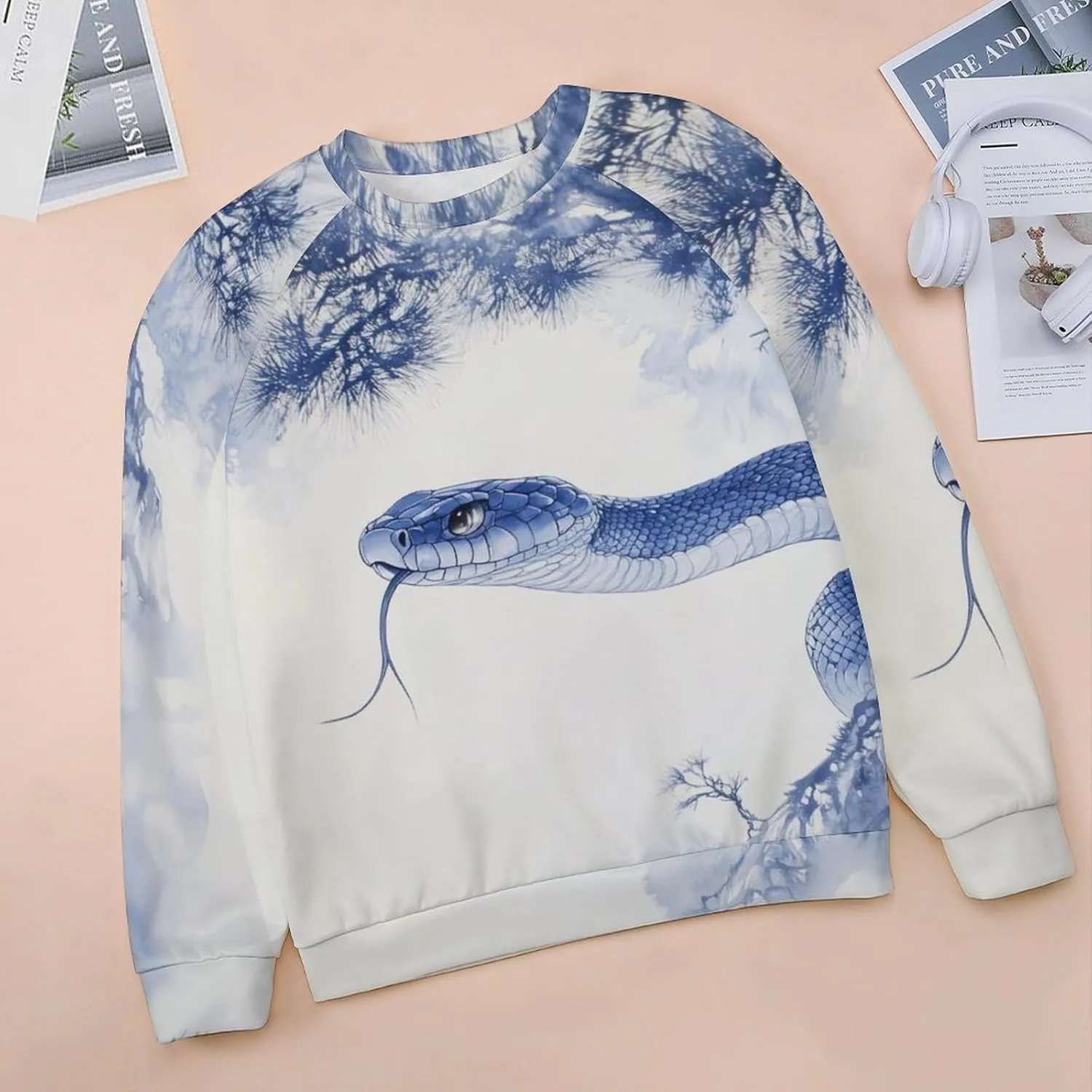 Oversized Crewneck Snake Print Sweatshirt for Women Graphic Long Sleeve Shirts Casual Pullover Trendy Tops