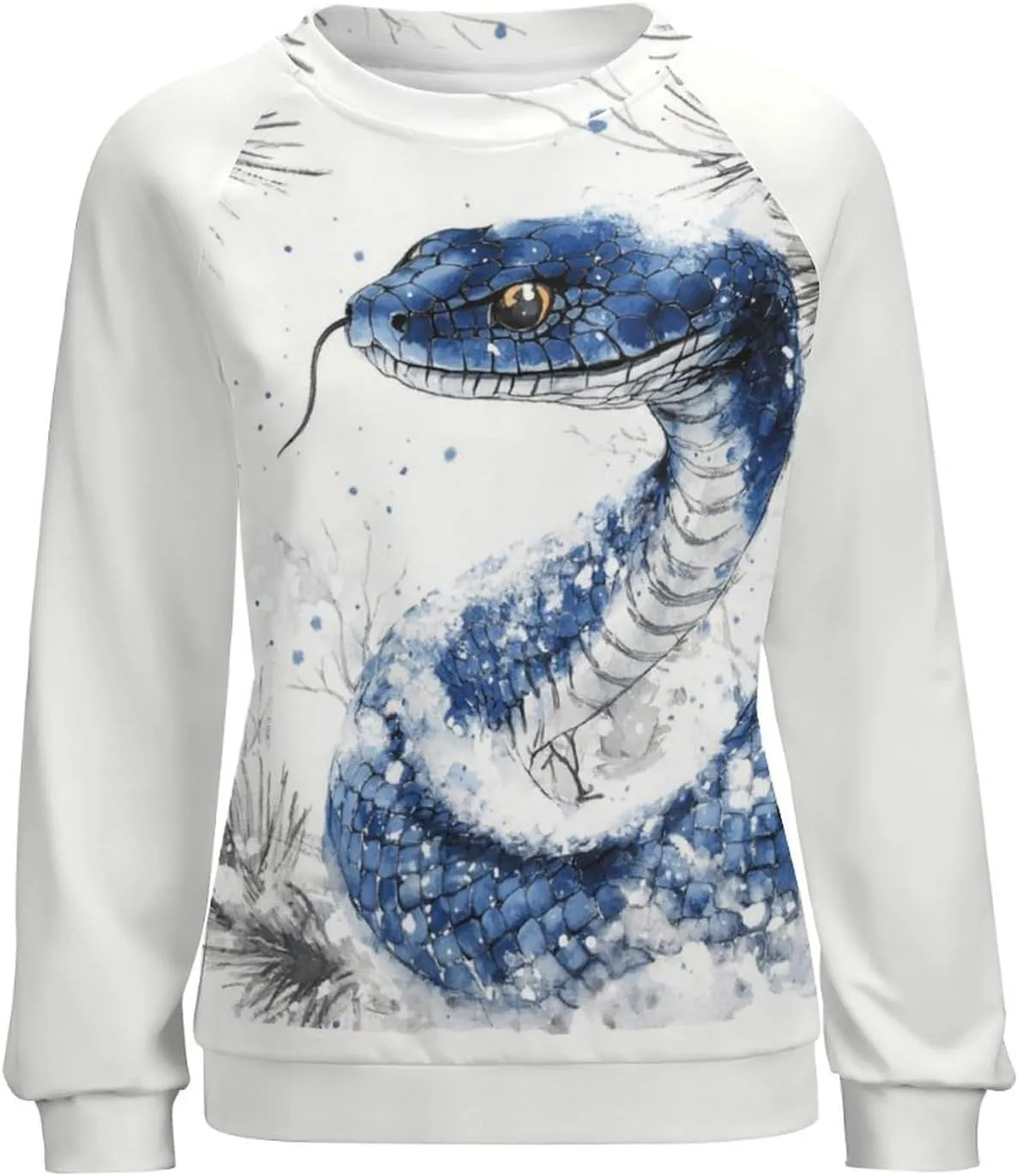 Oversized Crewneck Snake Print Sweatshirt for Women Graphic Long Sleeve Shirts Casual Pullover Trendy Tops