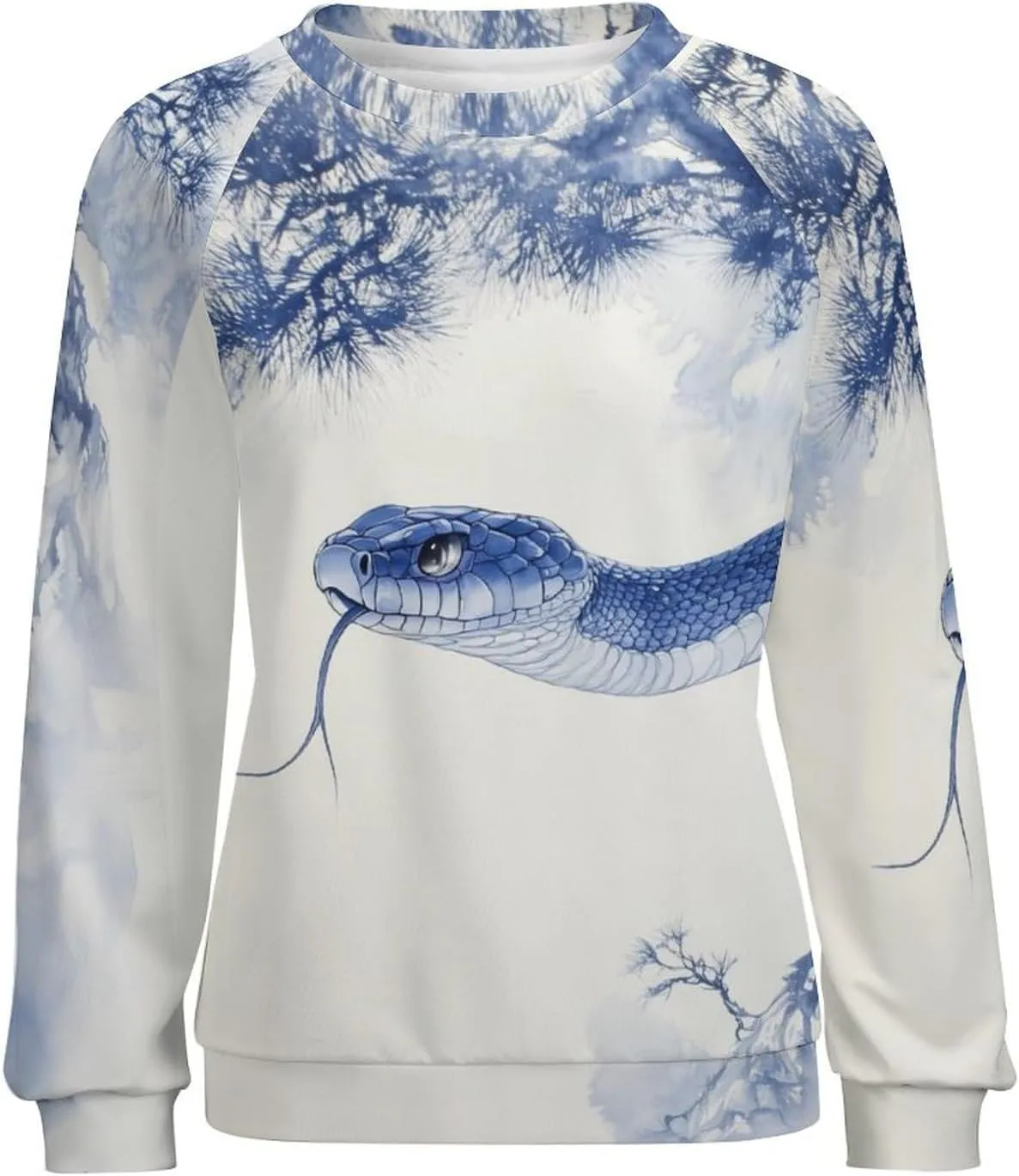 Oversized Crewneck Snake Print Sweatshirt for Women Graphic Long Sleeve Shirts Casual Pullover Trendy Tops