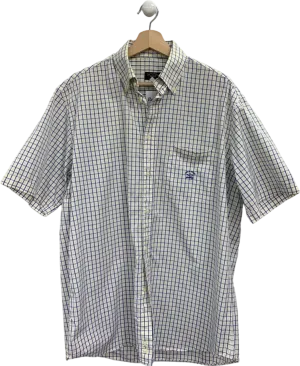 Paul & Shark White/Blue Checked Short Sleeve Shirt UK L