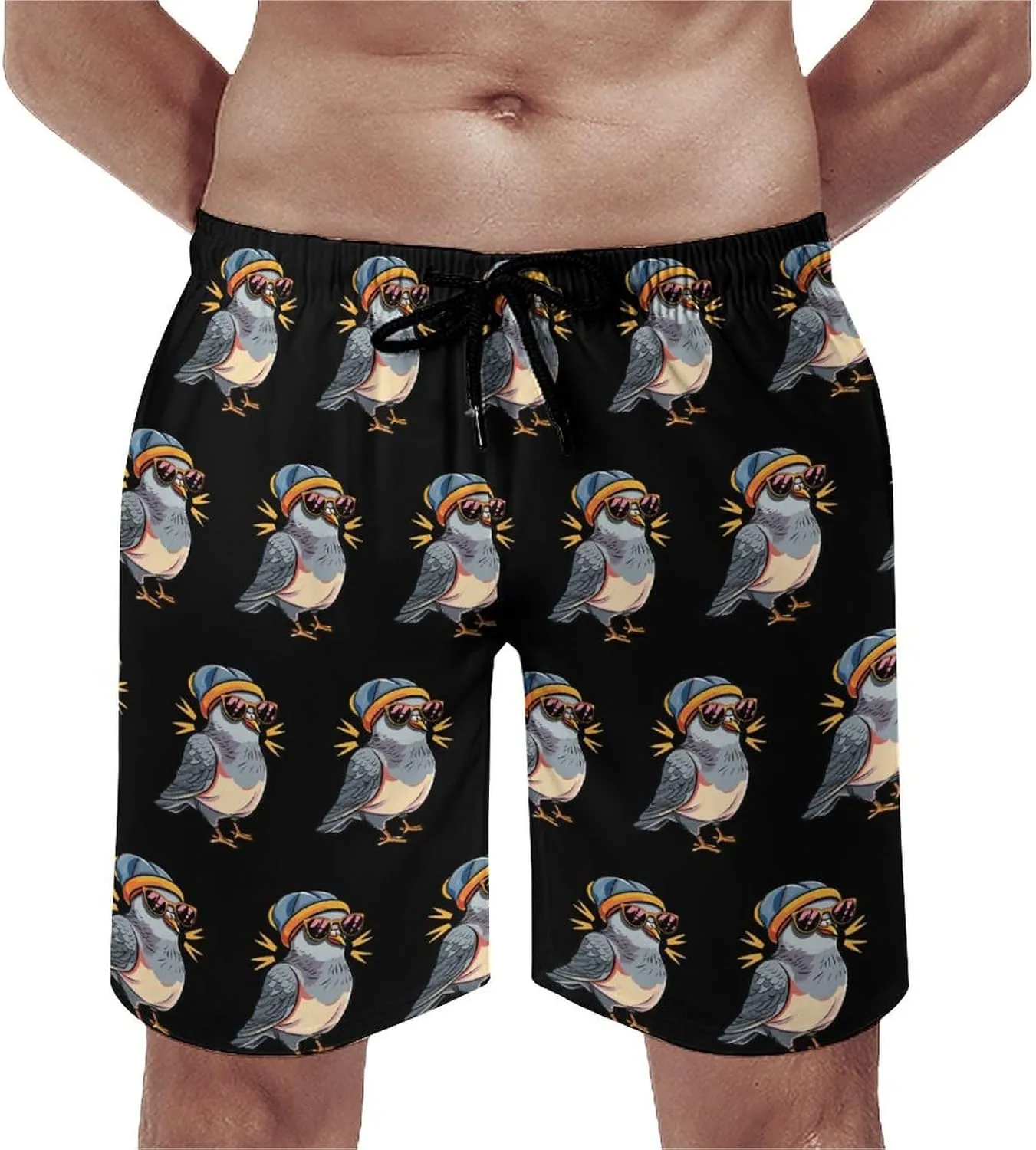 Pigeon with Eyeglasses Men's Swim Trunks Quick Dry Board Shorts Breathable Summer Beach Shorts Bathing Suits