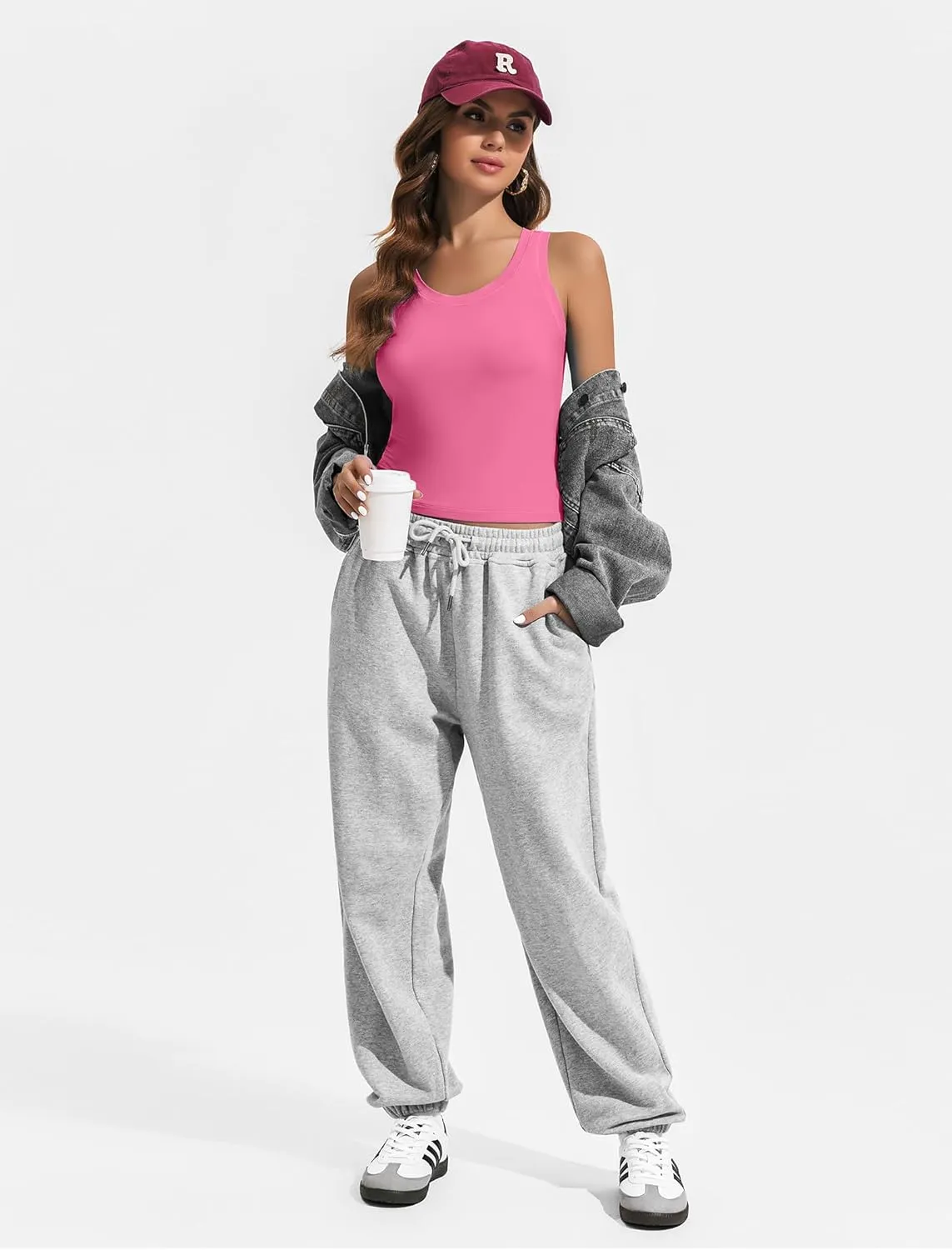 PINSPARK Workout Tops for Women Double Lined Athletic Shirts Scoop Neck Racerback Gym Tanks Sleeveless Tight Crop Yoga Top