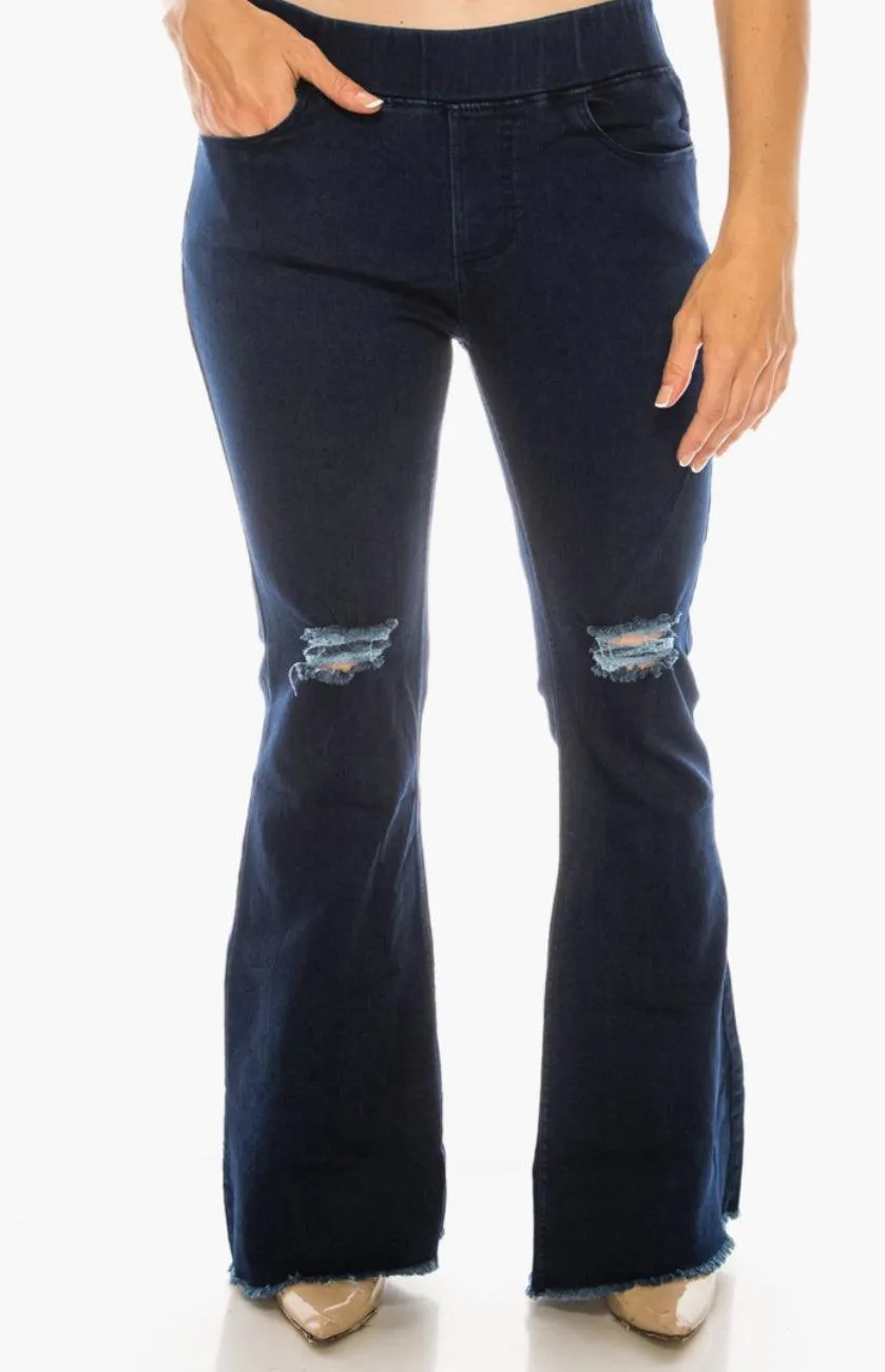 Plus Size Pull on Ripped Jeans