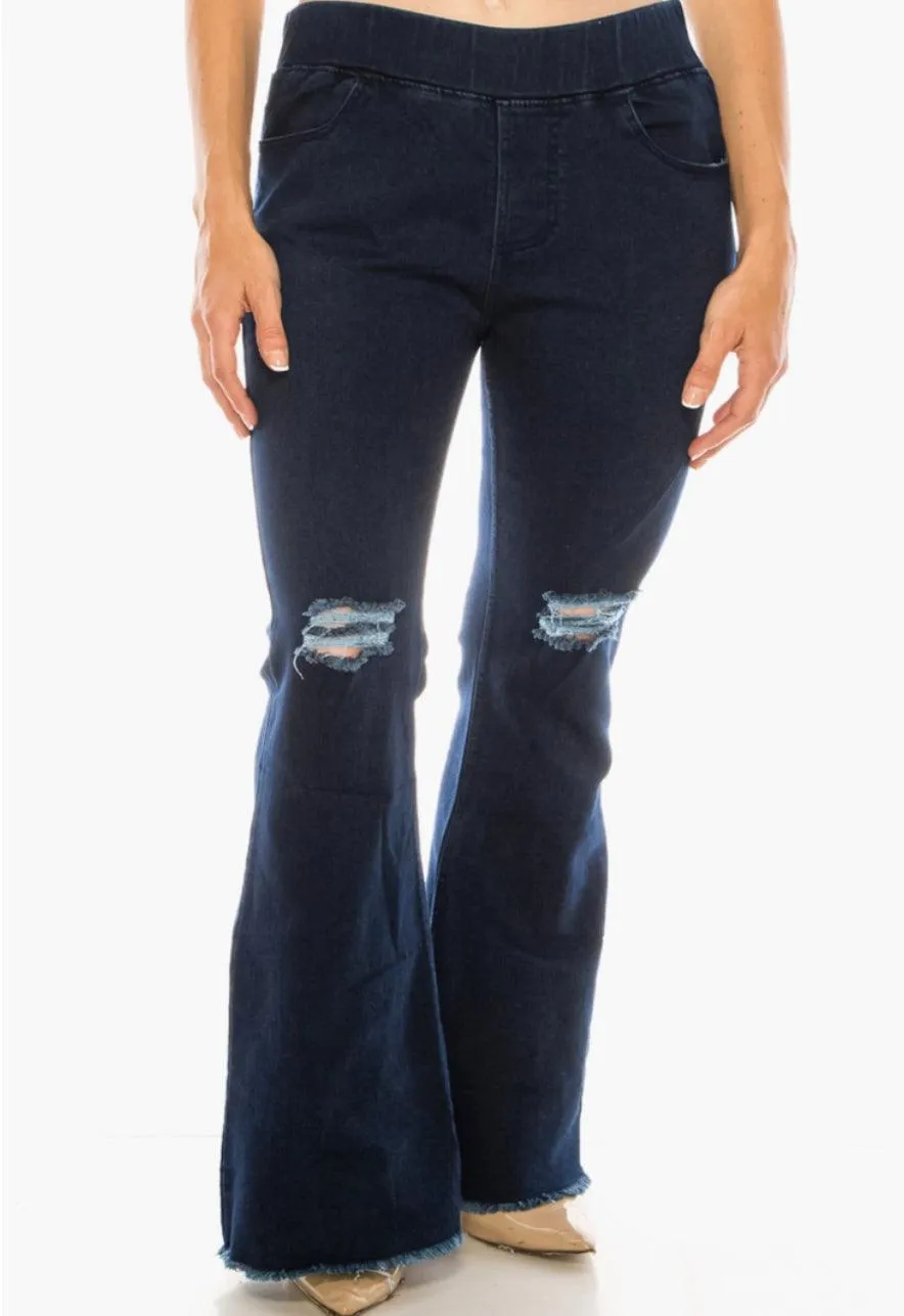 Plus Size Pull on Ripped Jeans