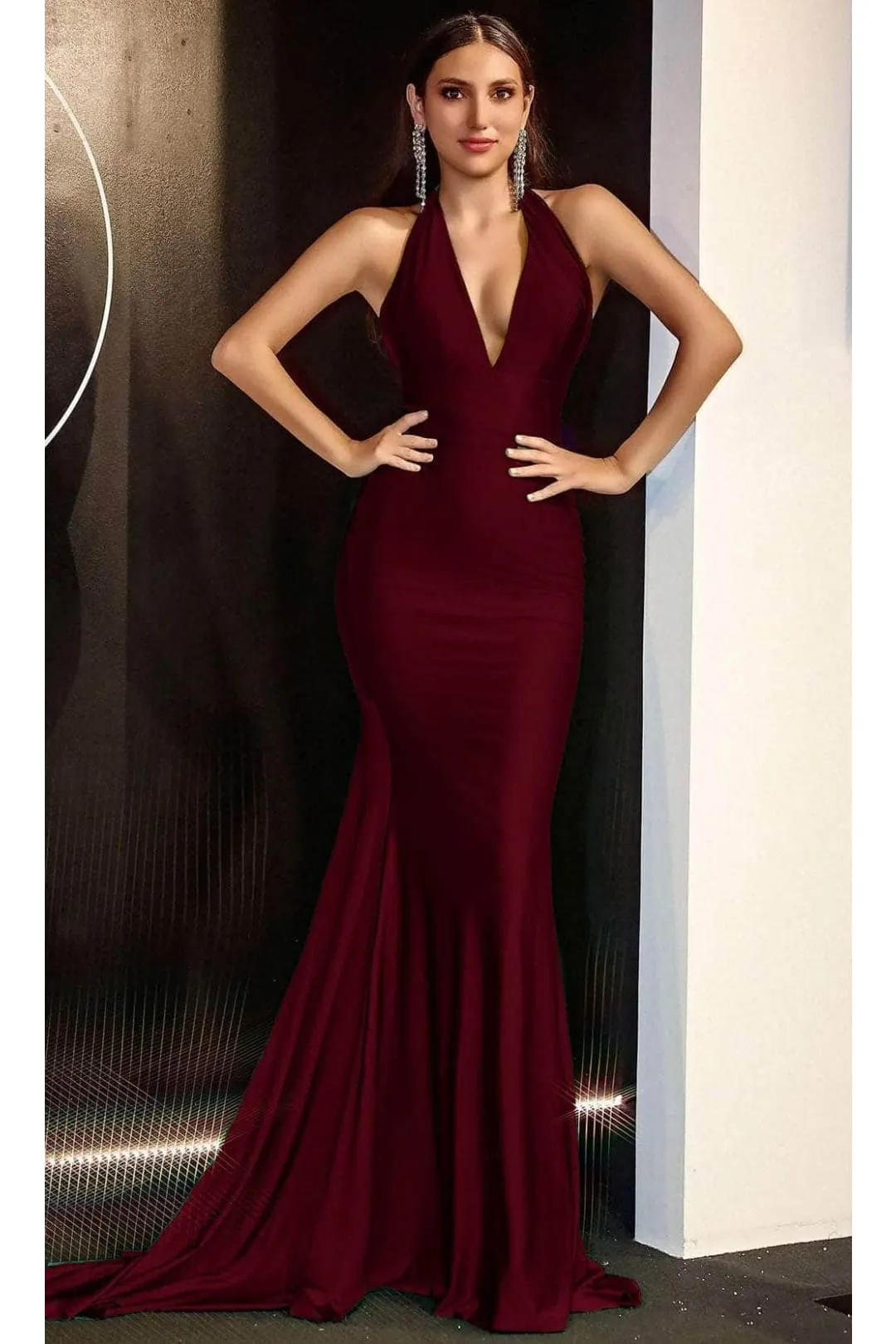 Portia and Scarlett PS24077X -long- Halter Trumpet Evening Gown for a Stylish Statement