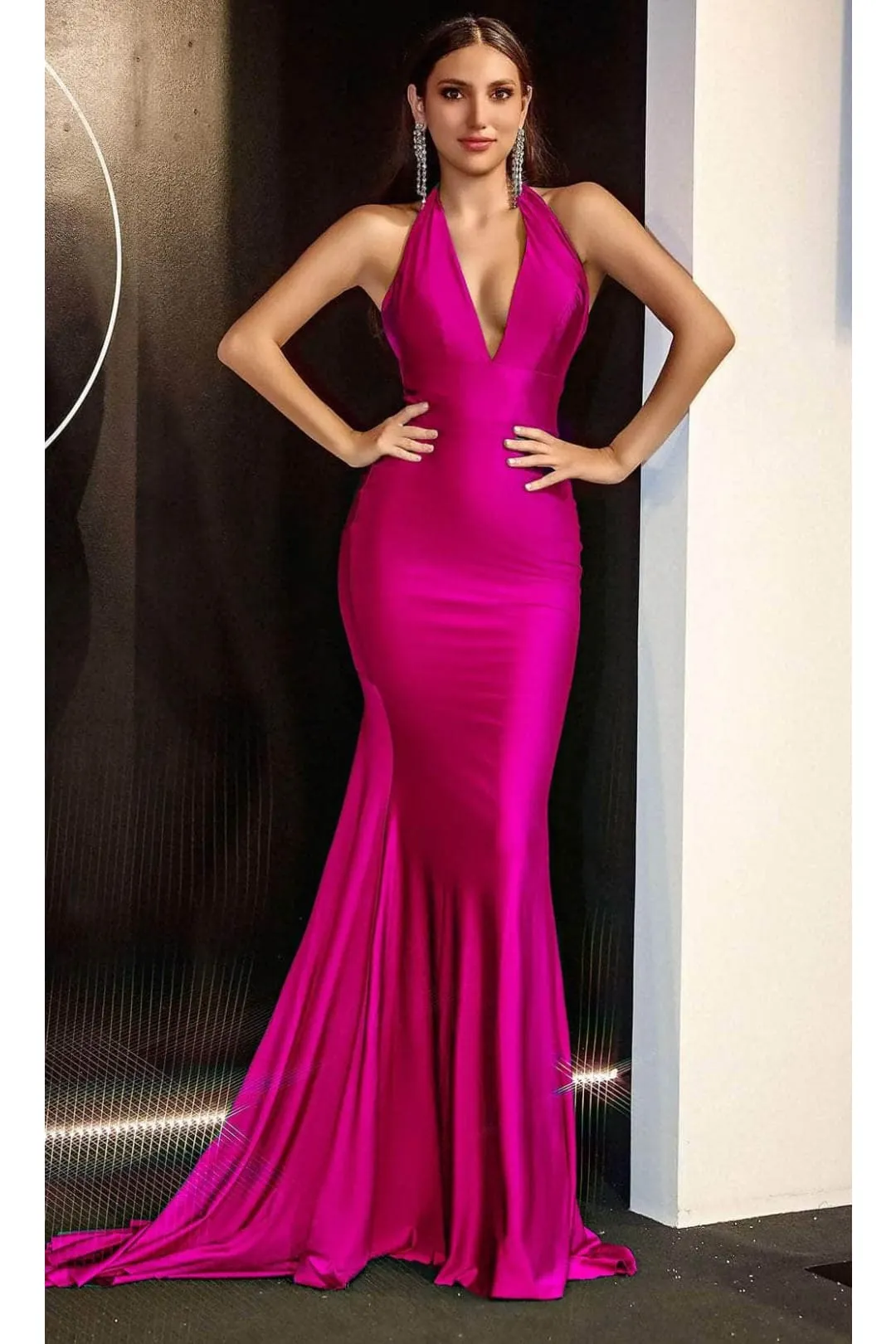 Portia and Scarlett PS24077X -long- Halter Trumpet Evening Gown for a Stylish Statement