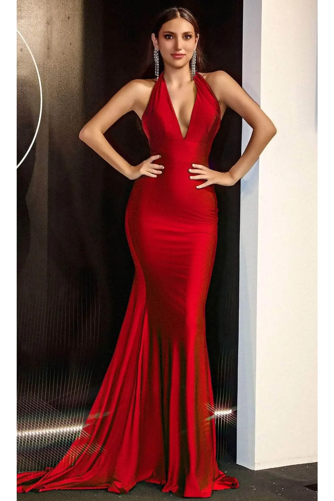 Portia and Scarlett PS24077X -long- Halter Trumpet Evening Gown for a Stylish Statement