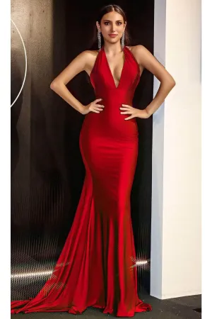 Portia and Scarlett PS24077X -long- Halter Trumpet Evening Gown for a Stylish Statement