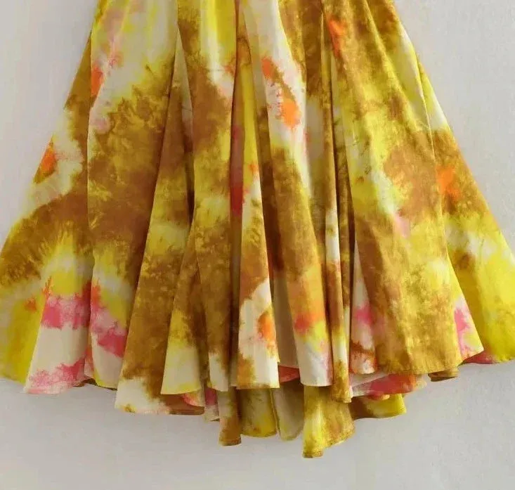 Print Halter Open Back Graceful Sleeveless V Neck Mini Dress