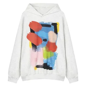 Qinglin High Street Art Color Palette Pullover Hooded Sweatshirt Unisex Couple Style Casual Trendy Brand Loose Fit Jacket