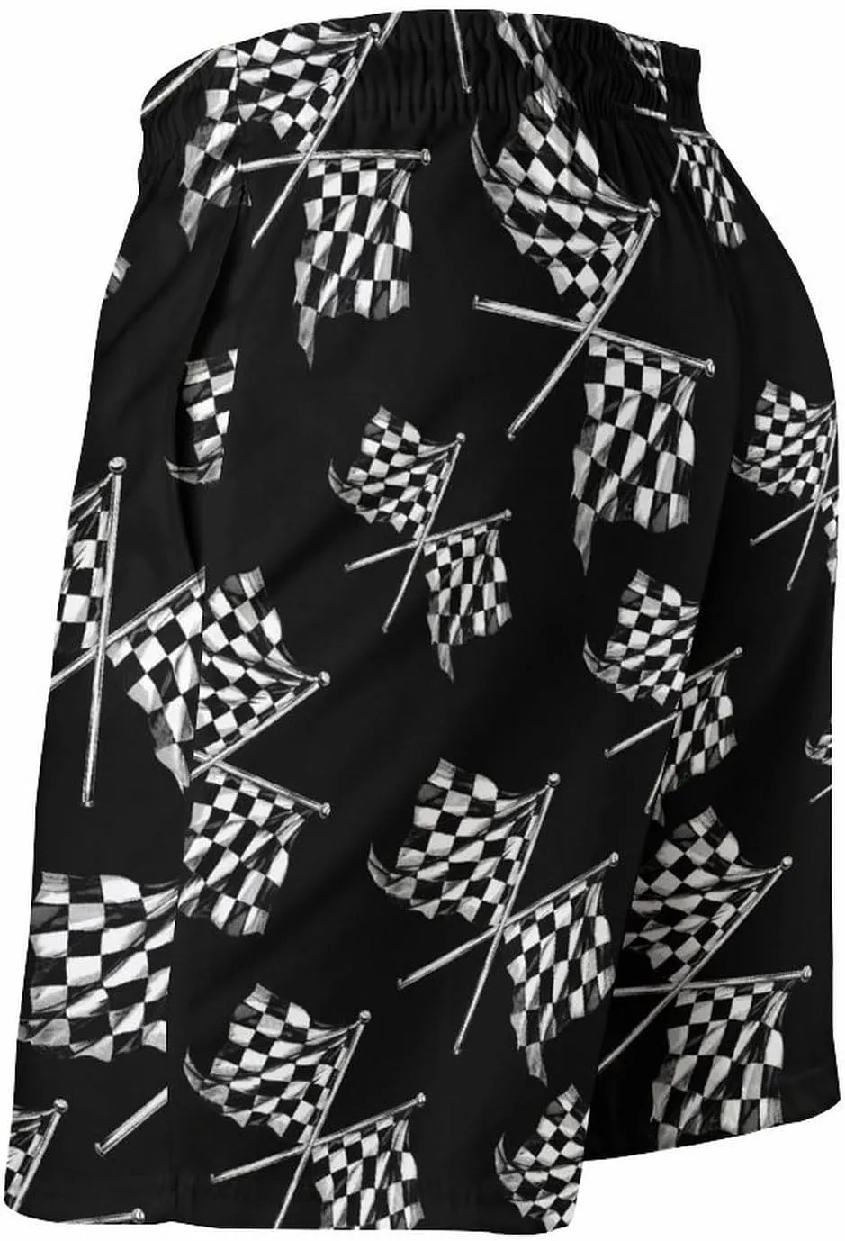 Racer Race Checkered Flags Men's Swim Trunks Quick Dry Board Shorts Breathable Summer Beach Shorts Bathing Suits