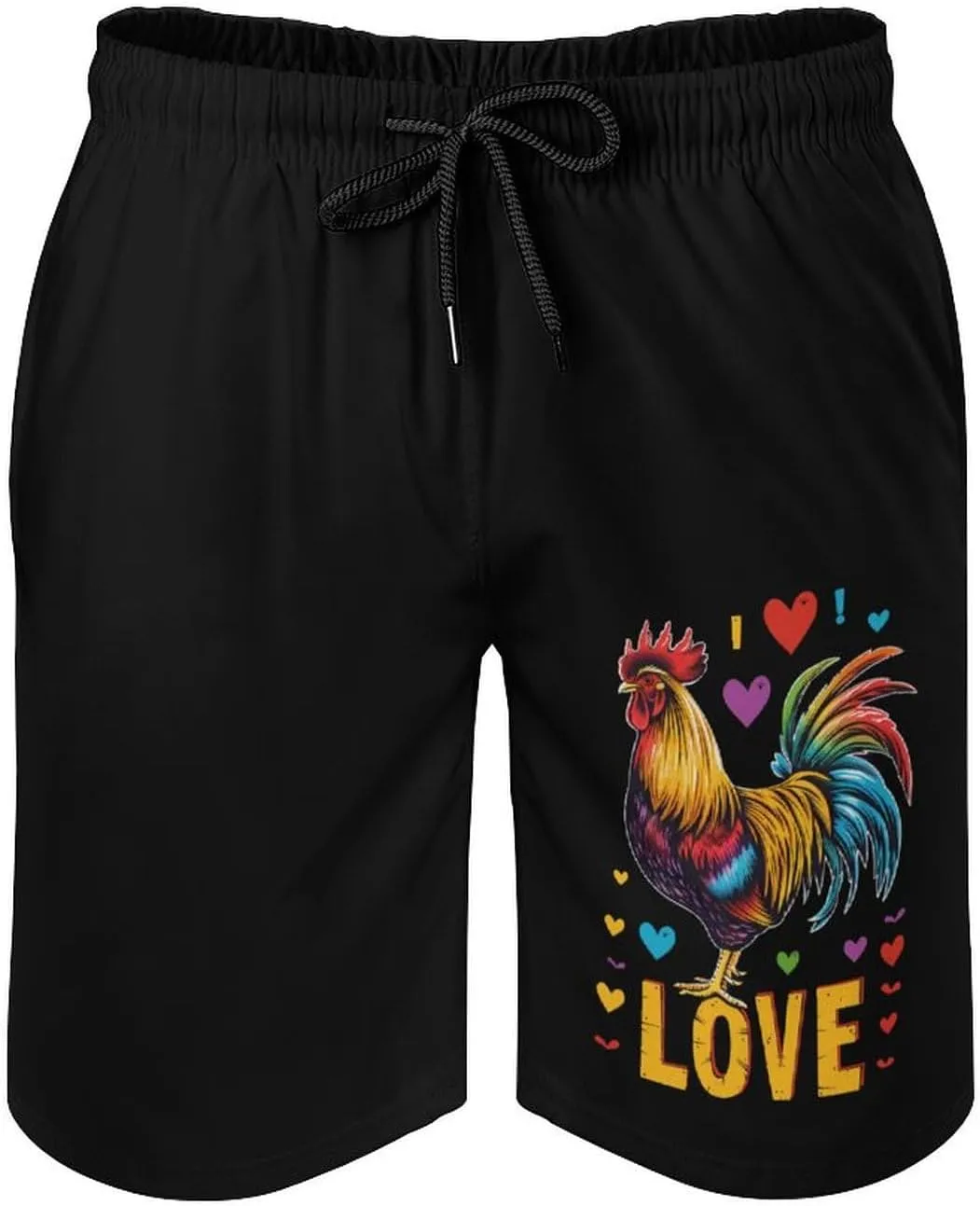 Rainbow I Love Cock Men's Swim Trunks Quick Dry Board Shorts Breathable Summer Beach Shorts Bathing Suits