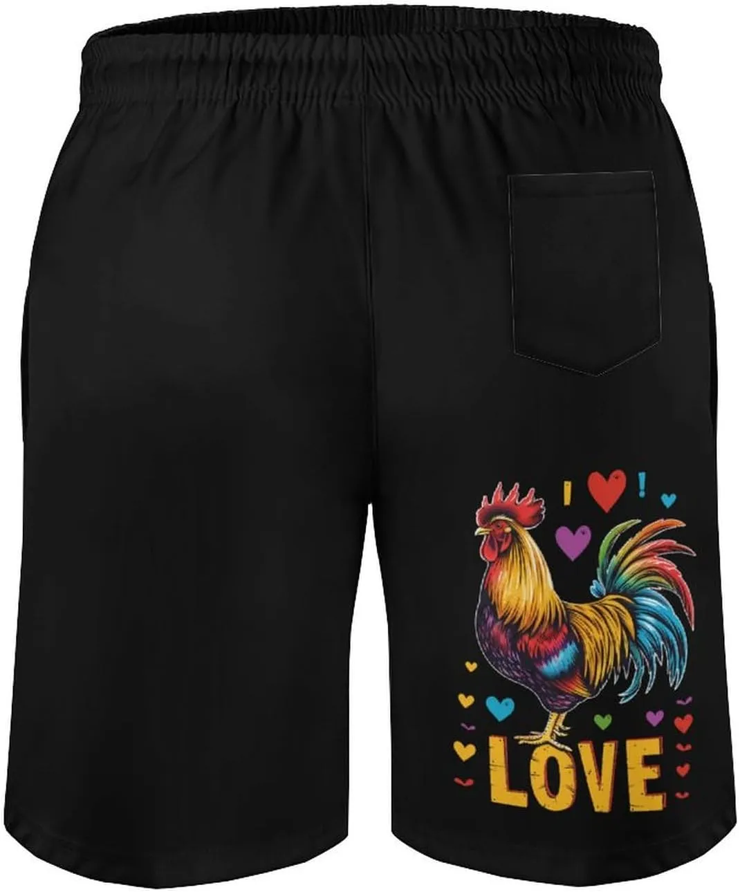 Rainbow I Love Cock Men's Swim Trunks Quick Dry Board Shorts Breathable Summer Beach Shorts Bathing Suits