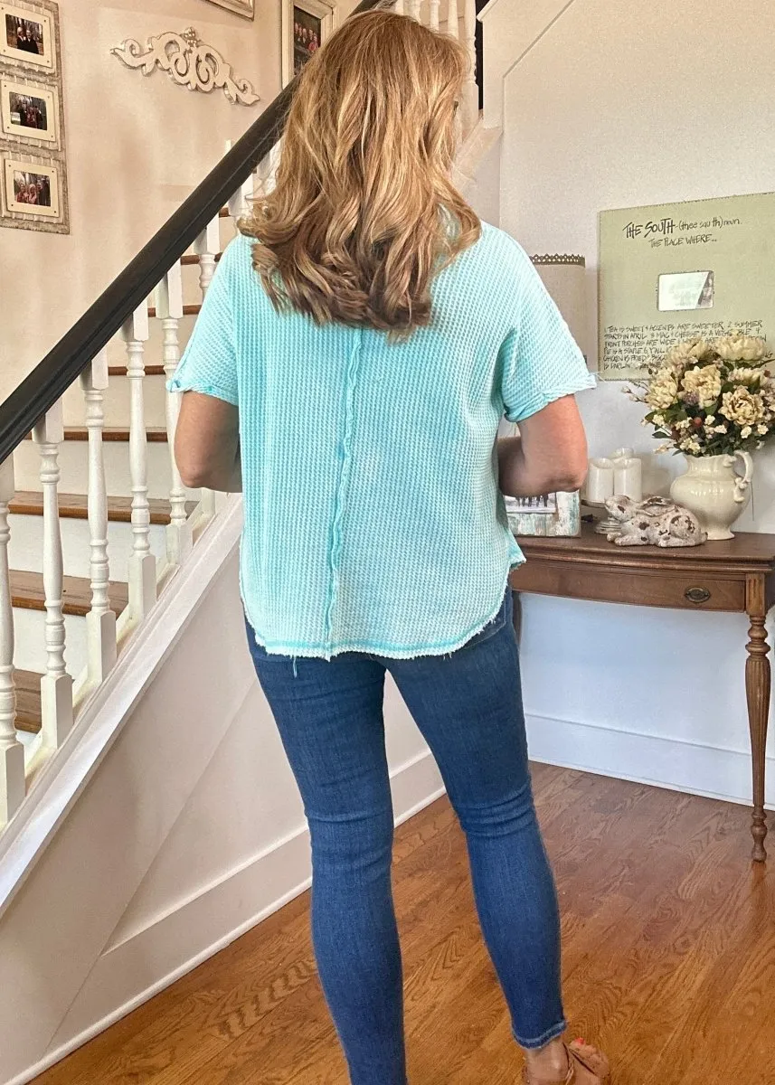 Rebecca Baby Waffle Top - Mint Sky