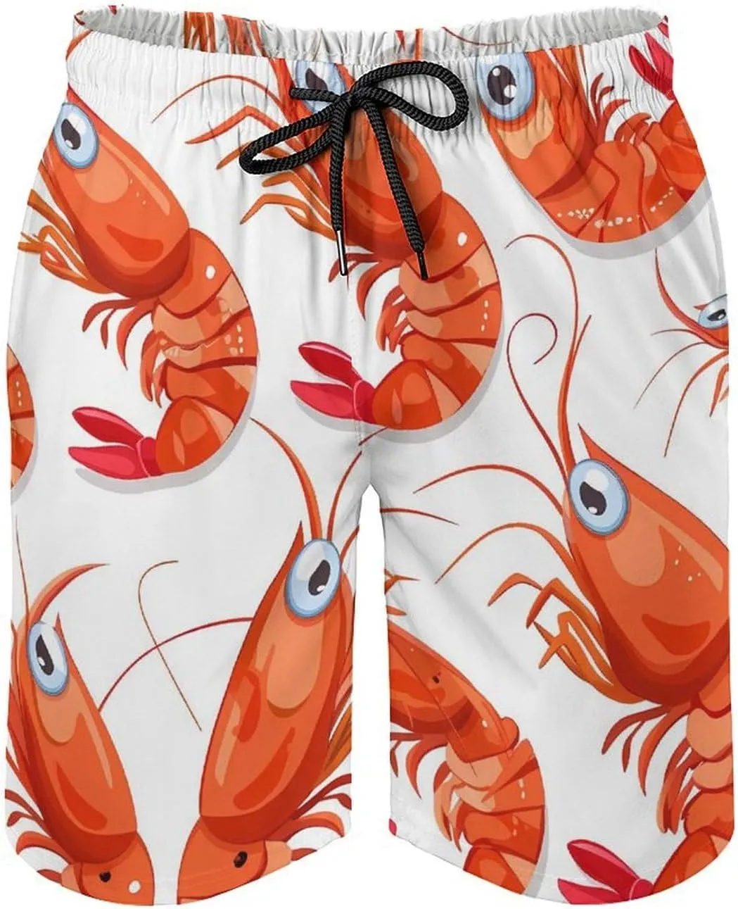 Red Crawfishes Red Lobsters Men's Swim Trunks Quick Dry Board Shorts Breathable Summer Beach Shorts Bathing Suits