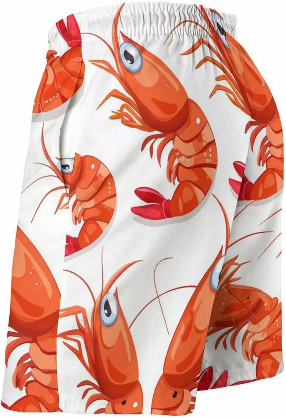 Red Crawfishes Red Lobsters Men's Swim Trunks Quick Dry Board Shorts Breathable Summer Beach Shorts Bathing Suits