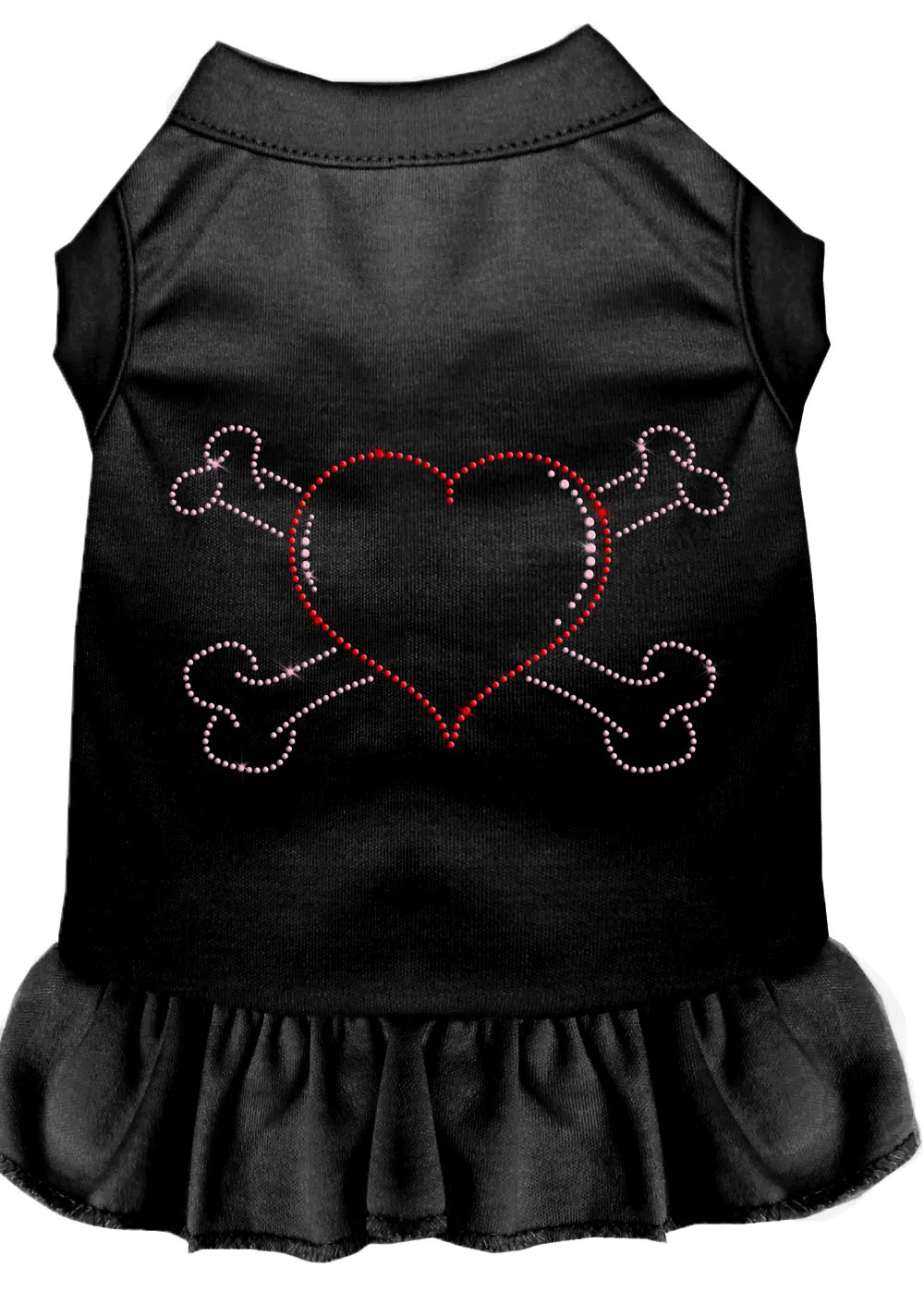 Rhinestone Heart And Crossbones Dress Black Lg