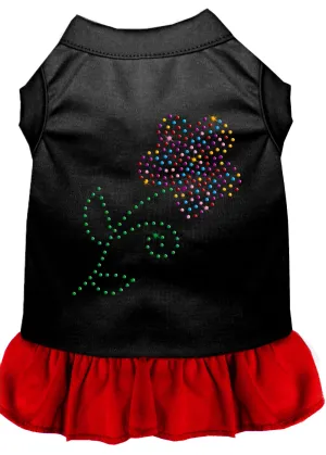 Rhinestone Multi Flower Dress Black With Red Med