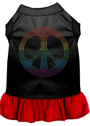 Rhinestone Rainbow Peace Dress Black With Red Xs
