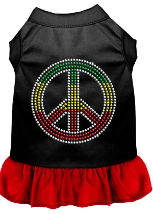 Rhinestone Rasta Peace Dress Black With Red Xxxl
