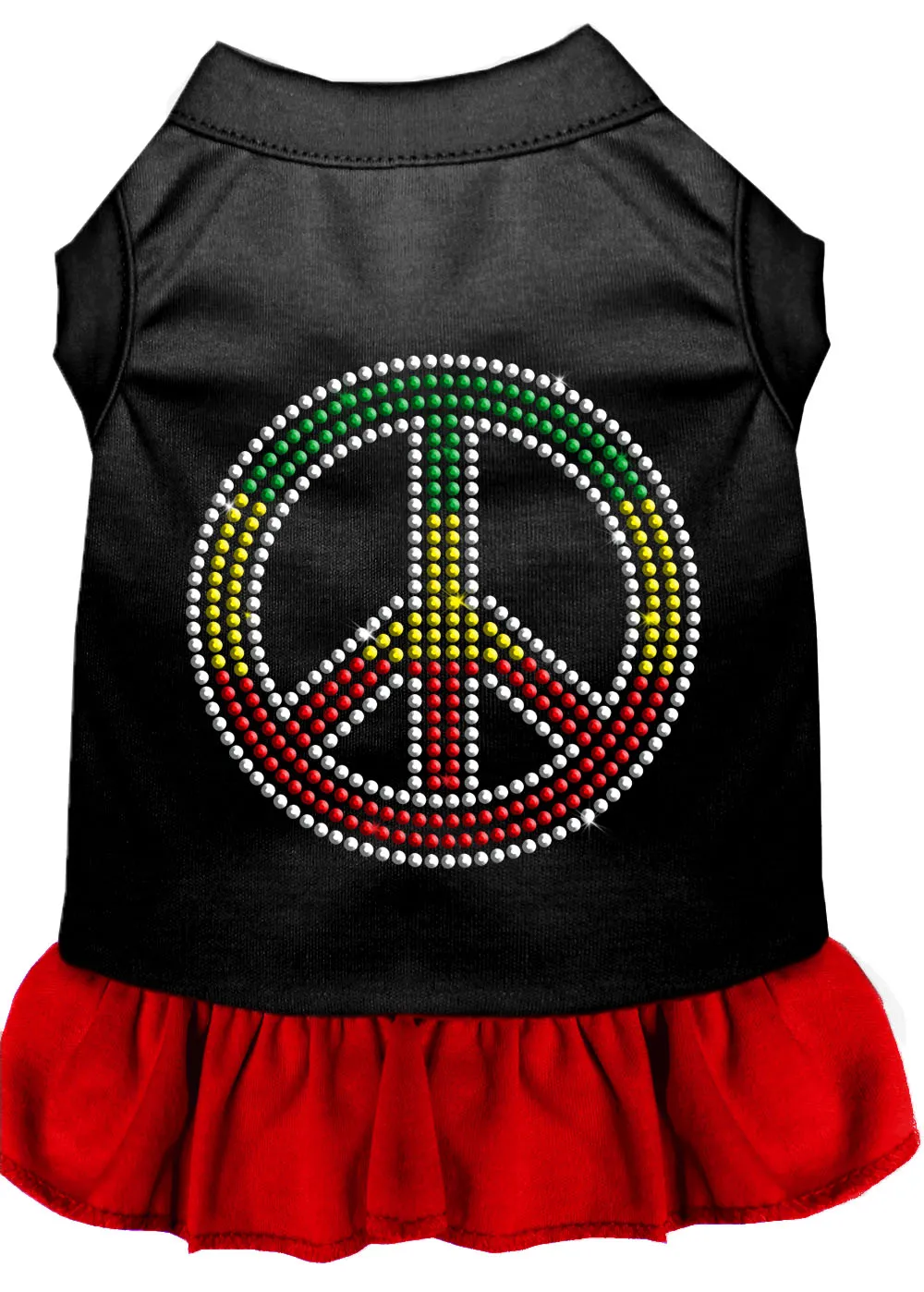 Rhinestone Rasta Peace Dress Black With Red Xxxl