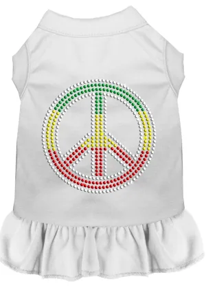 Rhinestone Rasta Peace Dress White Xs