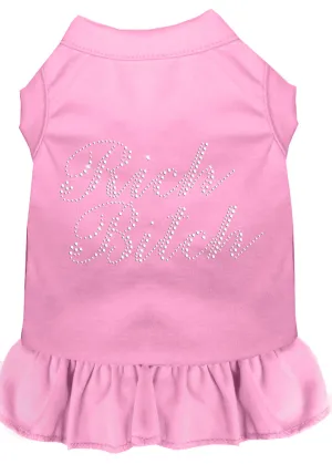 Rhinestone Rich Bitch Dress Light Pink Sm