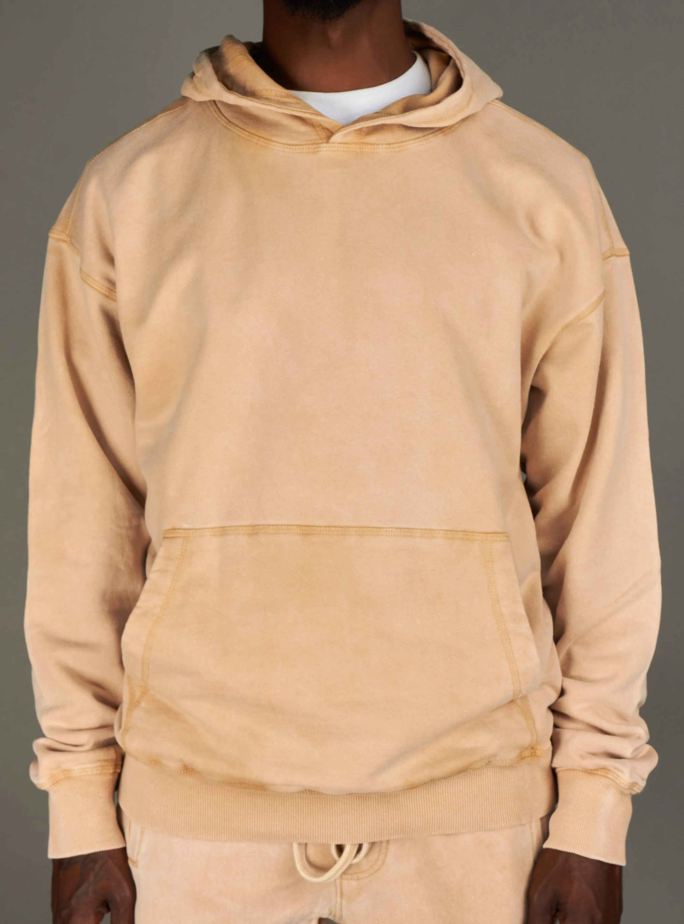 Ringspun Hoodie - Acid Wash - Beige - 341-301