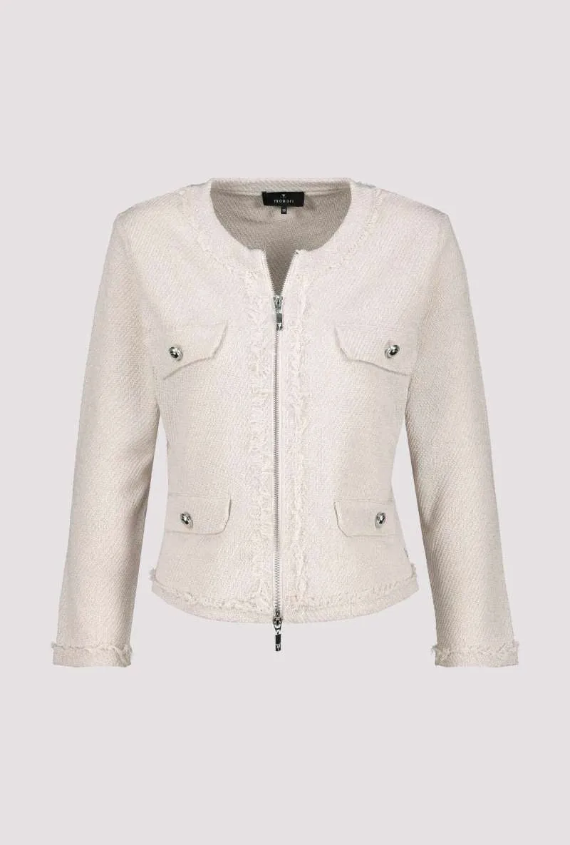 Round Neck Jacket 408504MNR in Peanut by Monari