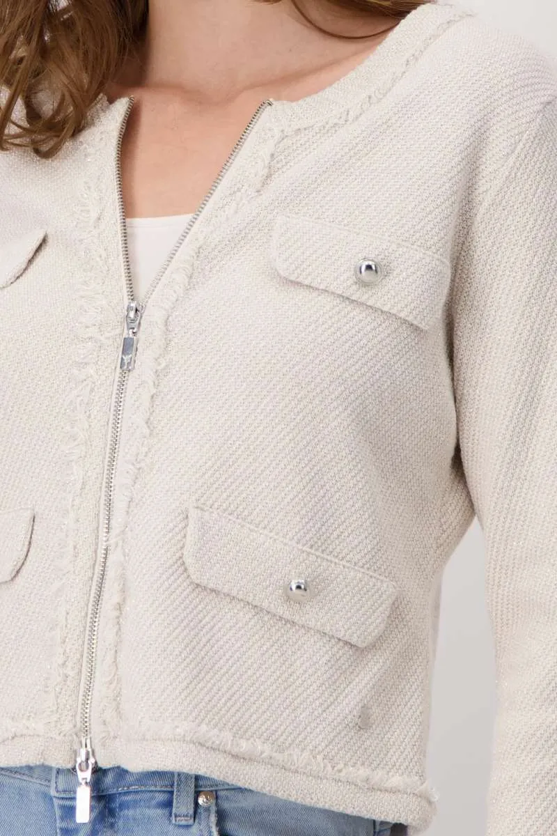 Round Neck Jacket 408504MNR in Peanut by Monari