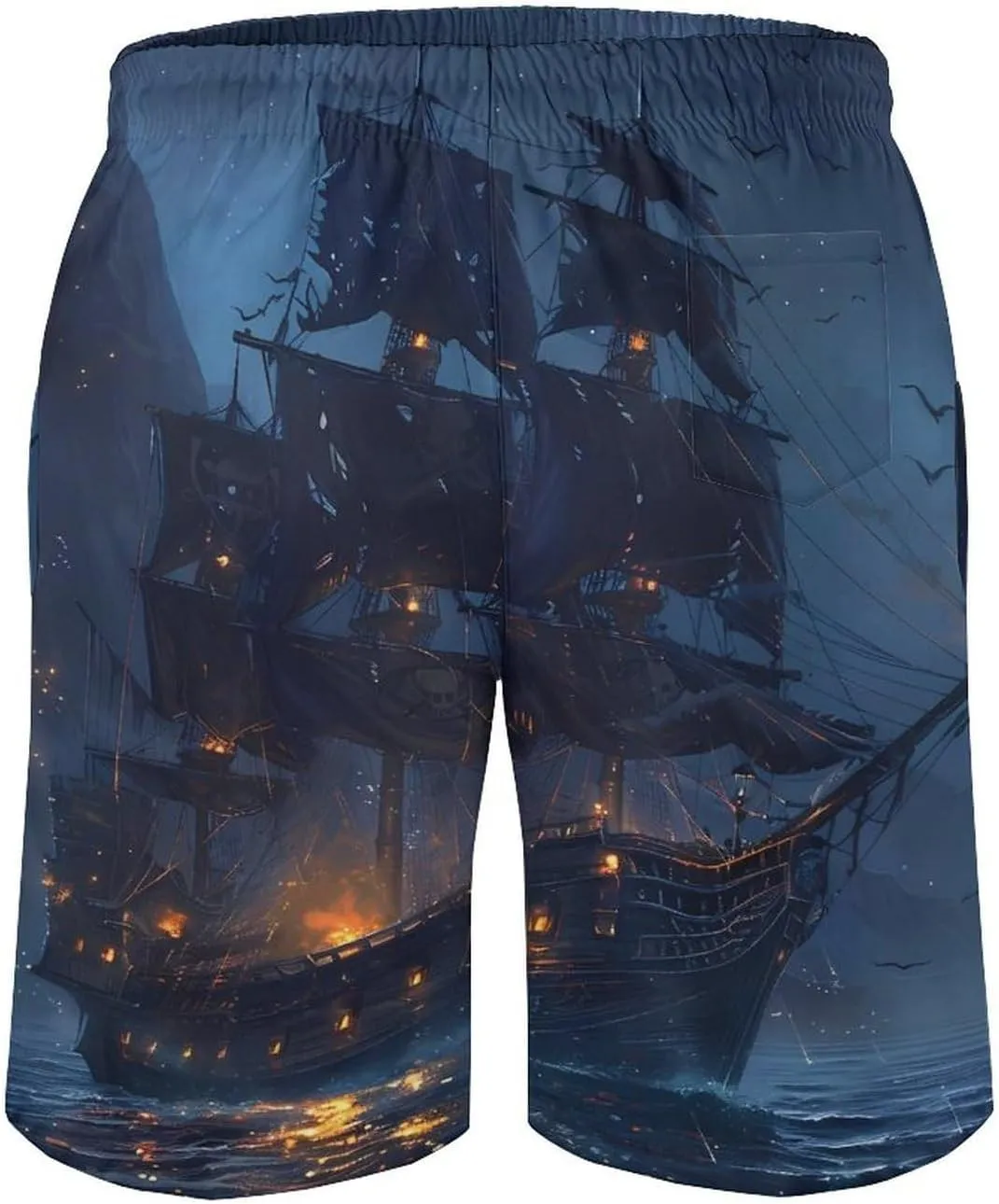Sailboat Sailing on Sea Men's Swim Trunks Quick Dry Board Shorts Breathable Summer Beach Shorts Bathing Suits