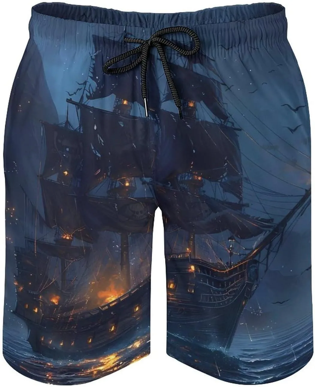 Sailboat Sailing on Sea Men's Swim Trunks Quick Dry Board Shorts Breathable Summer Beach Shorts Bathing Suits
