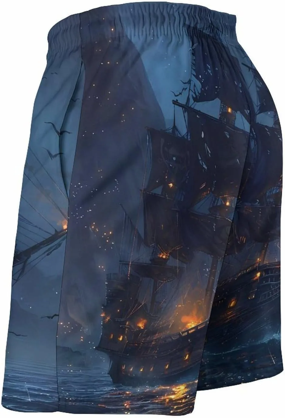 Sailboat Sailing on Sea Men's Swim Trunks Quick Dry Board Shorts Breathable Summer Beach Shorts Bathing Suits