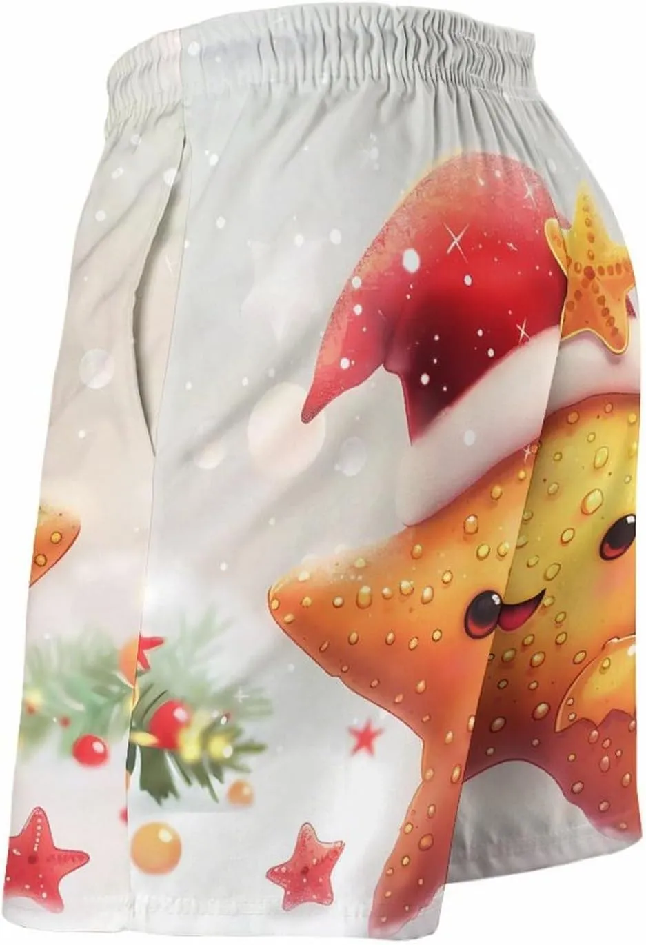 Santa Starfish Christmas Men's Swim Trunks Quick Dry Board Shorts Breathable Summer Beach Shorts Bathing Suits