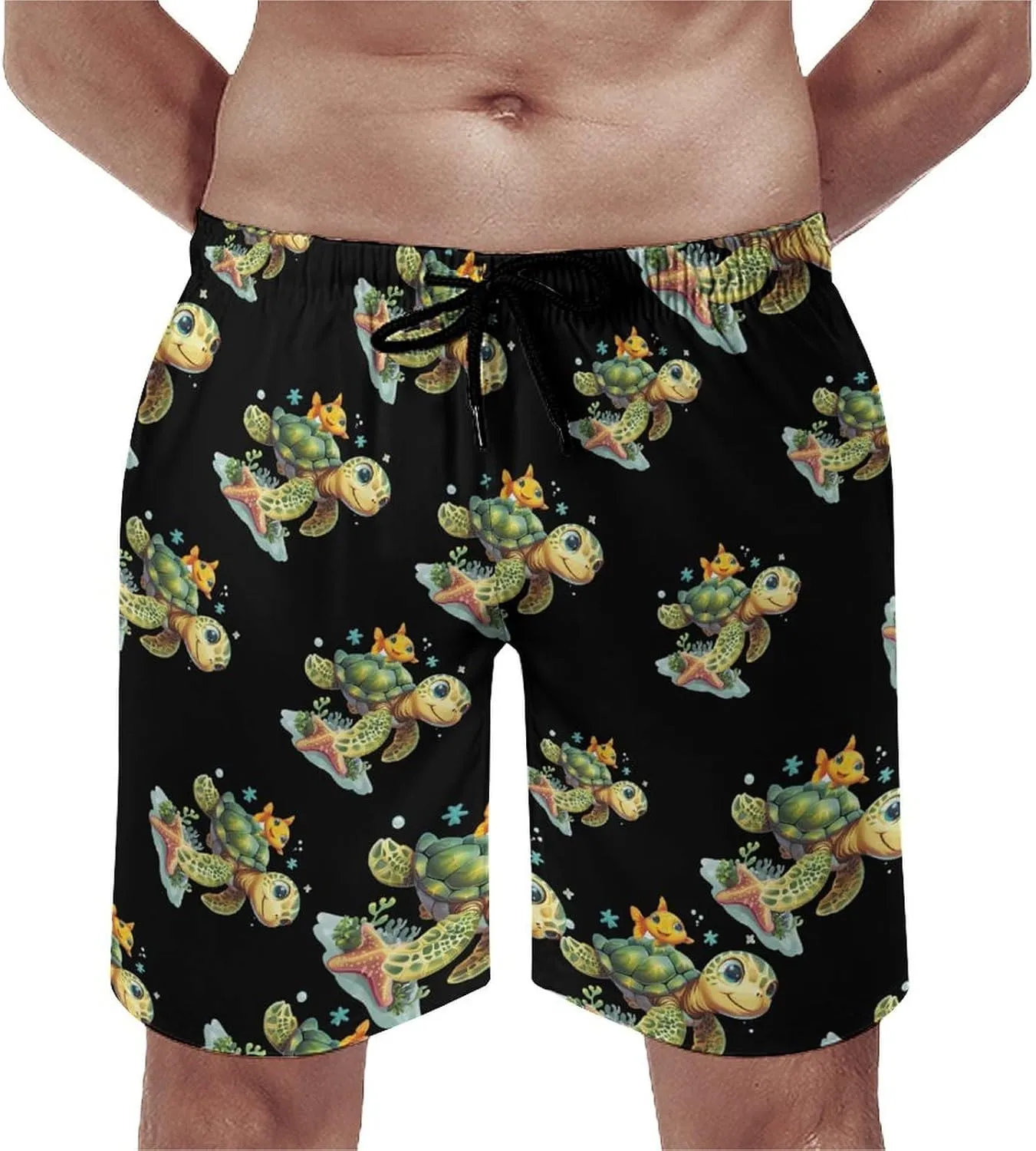 Sea Turtle Men's Swim Trunks Quick Dry Board Shorts Breathable Summer Beach Shorts Bathing Suits