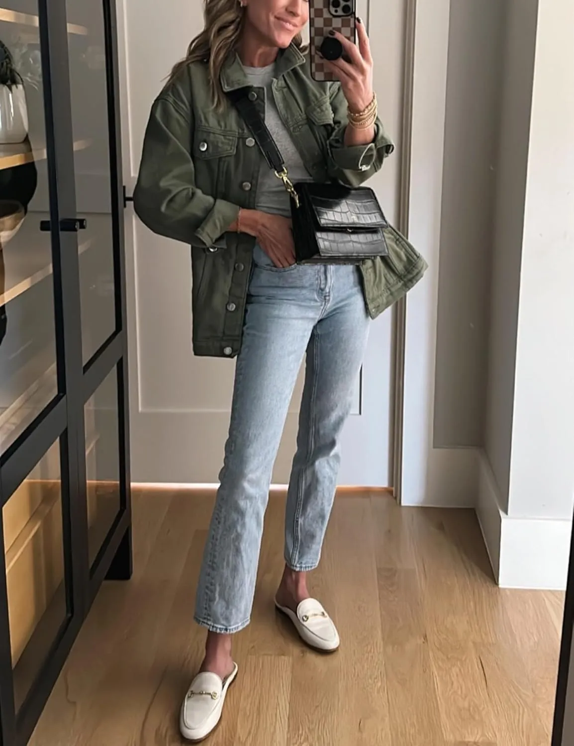 SeekMe Women's Oversized Jean Jacket Plus Size Button Down Washed Mid Long Denim Jacket