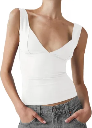 Sexy Corest Tops for Women - Backless Tank Top Deep V Workout Plunge Going Out Summer Trendy