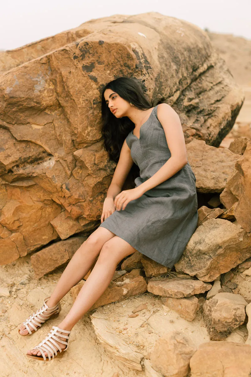 Sleeveless pleated yoke dress