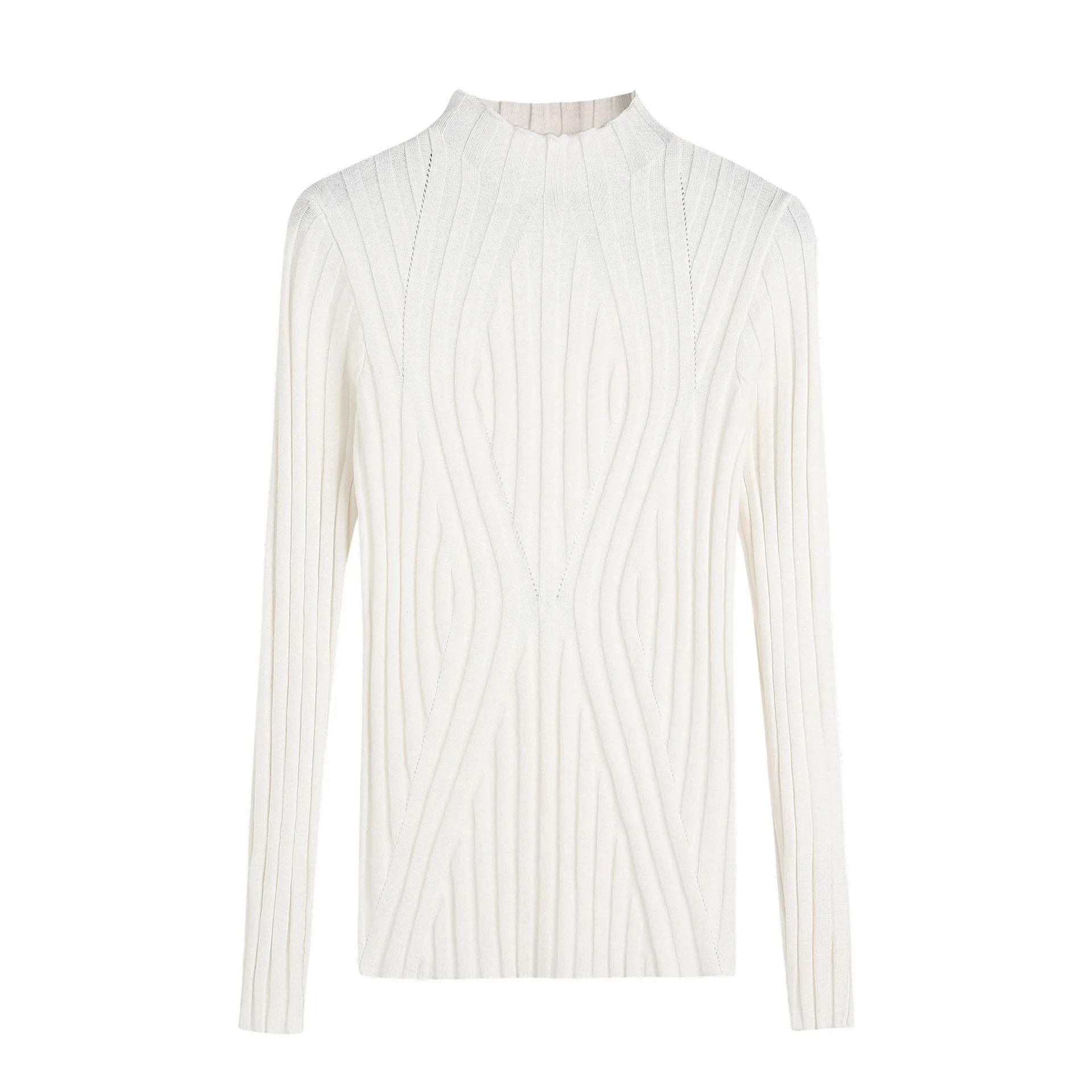 Slimming Half-Height Collar Women Tops Korean Long Sleeved Sweater