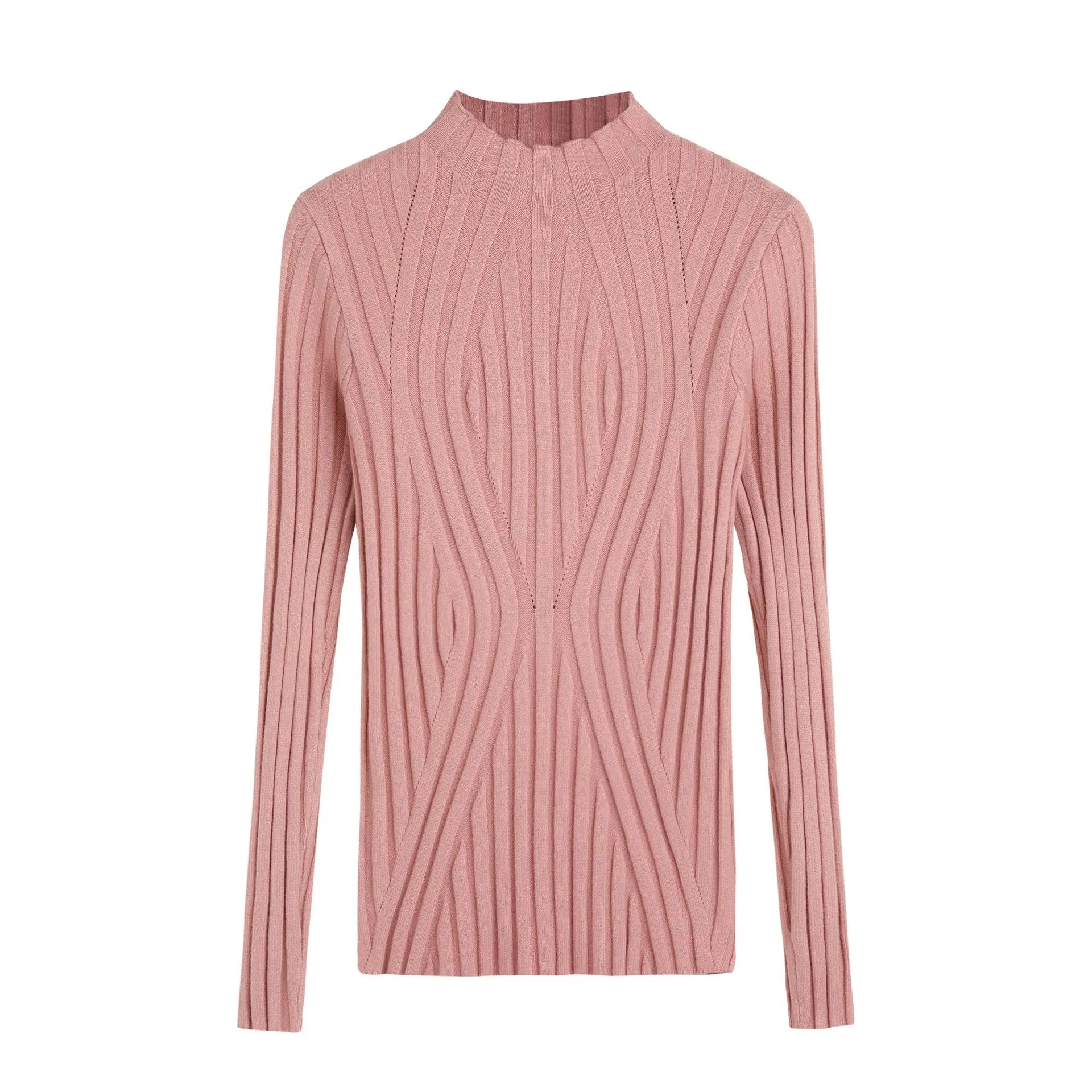 Slimming Half-Height Collar Women Tops Korean Long Sleeved Sweater