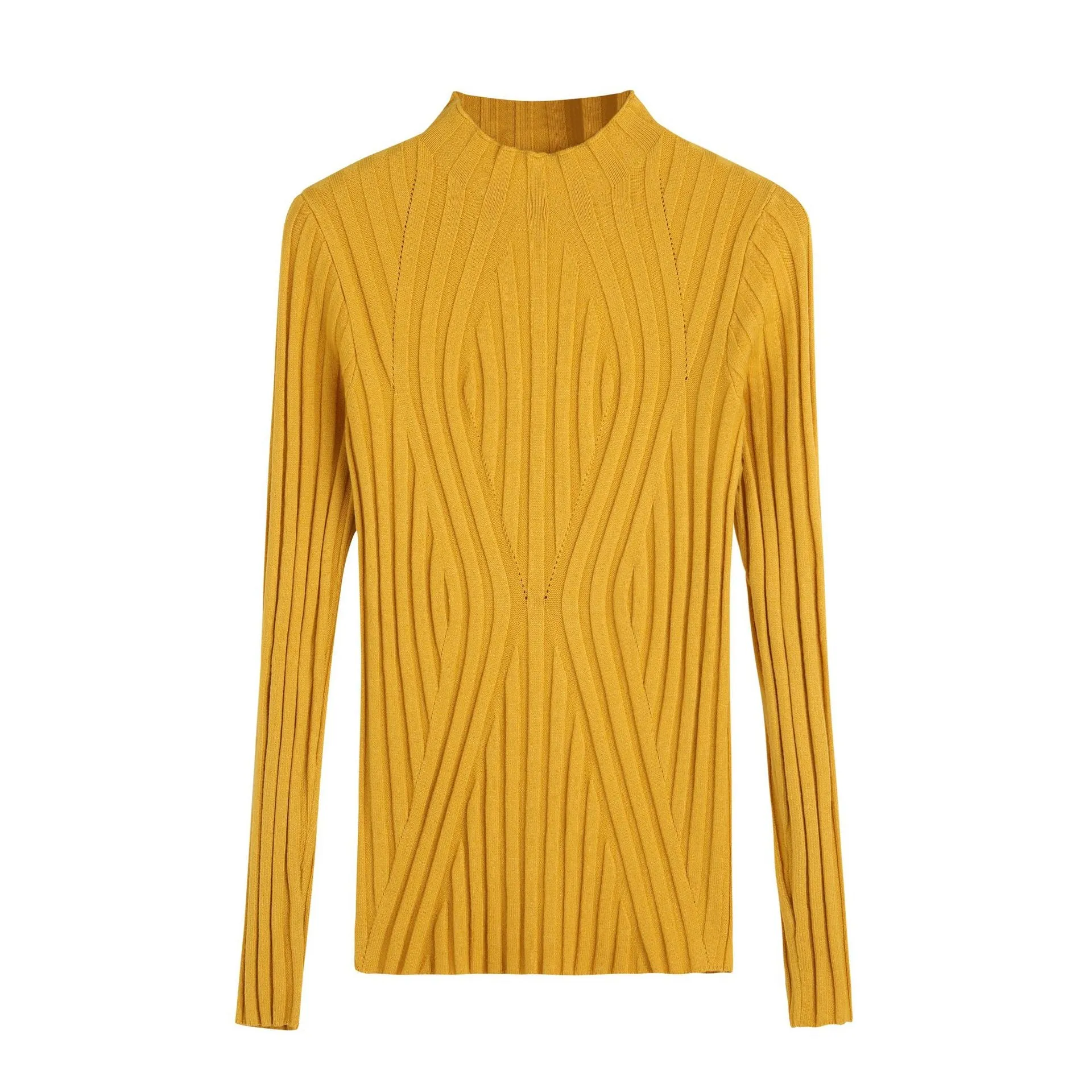 Slimming Half-Height Collar Women Tops Korean Long Sleeved Sweater