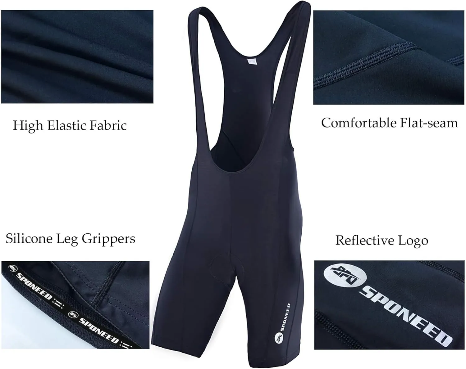 sponeed Cycling Bib Shorts Men Biker Bibs for Men Padded Breathable Racing Shorts UPF 50 