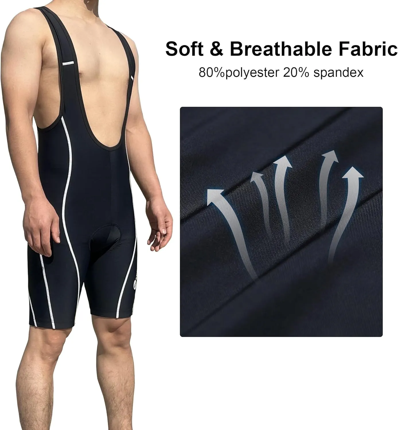 sponeed Cycling Bib Shorts Men Biker Bibs for Men Padded Breathable Racing Shorts UPF 50 