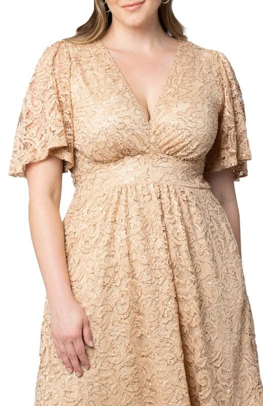 Starry Sequined Lace Cocktail Dress - Plus