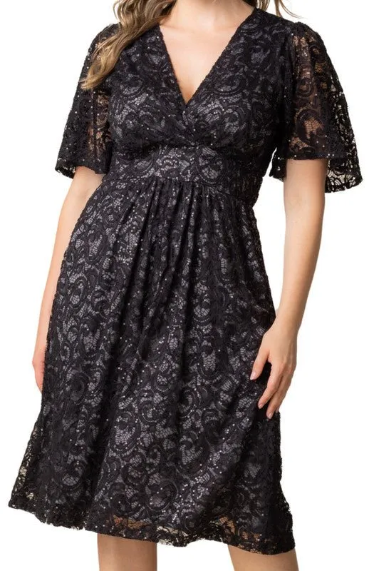 Starry Sequined Lace Cocktail Dress - Plus
