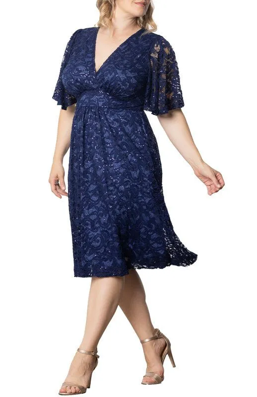 Starry Sequined Lace Cocktail Dress - Plus